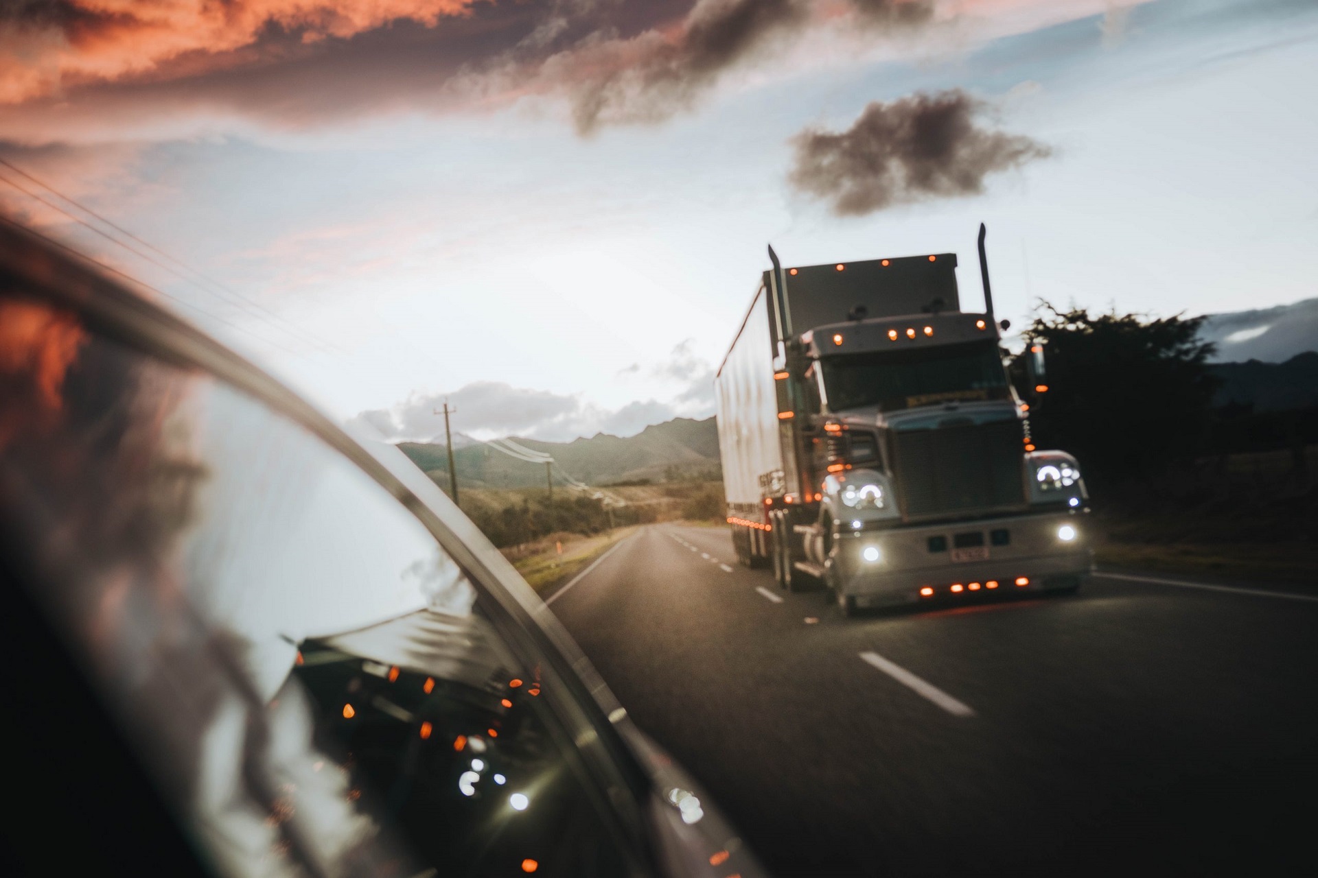 truck driving on the highway.